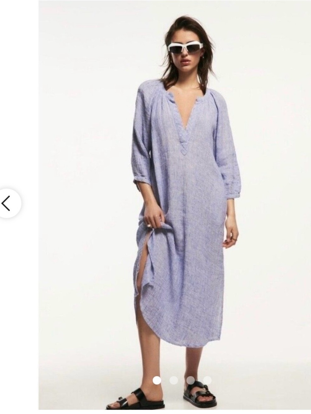 Zara Light blue Linen Tunic Dress Sz M